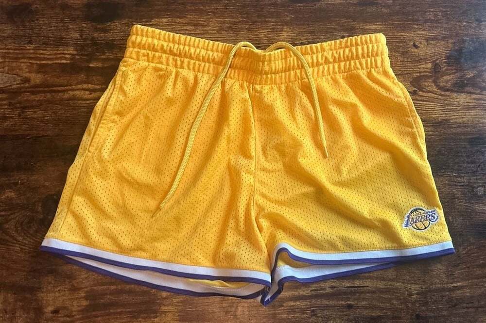 Females Ultra Game NBA Los Angeles Lakers Mesh Basketball Lounge Shorts